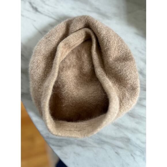 Tan Angora Wool Blend Fuzzy Beret - Picture 2 of 6